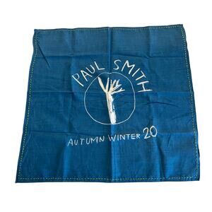 12-72(4) PAUL SMITH Men's NWOT Pocket Square 100% Cotton Blue 18"Lx18"W